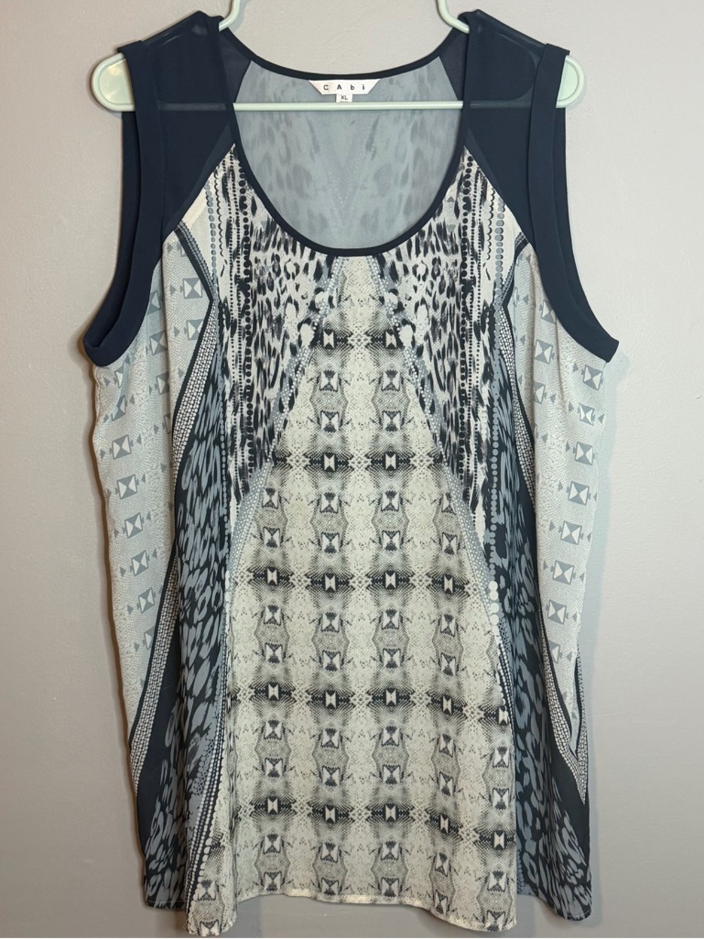 CAbi Printed Sleeveless Blouse